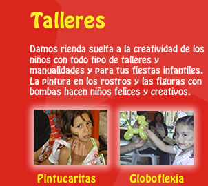 Gimnasio infantil, payasos, mimos y talleres recreativos.